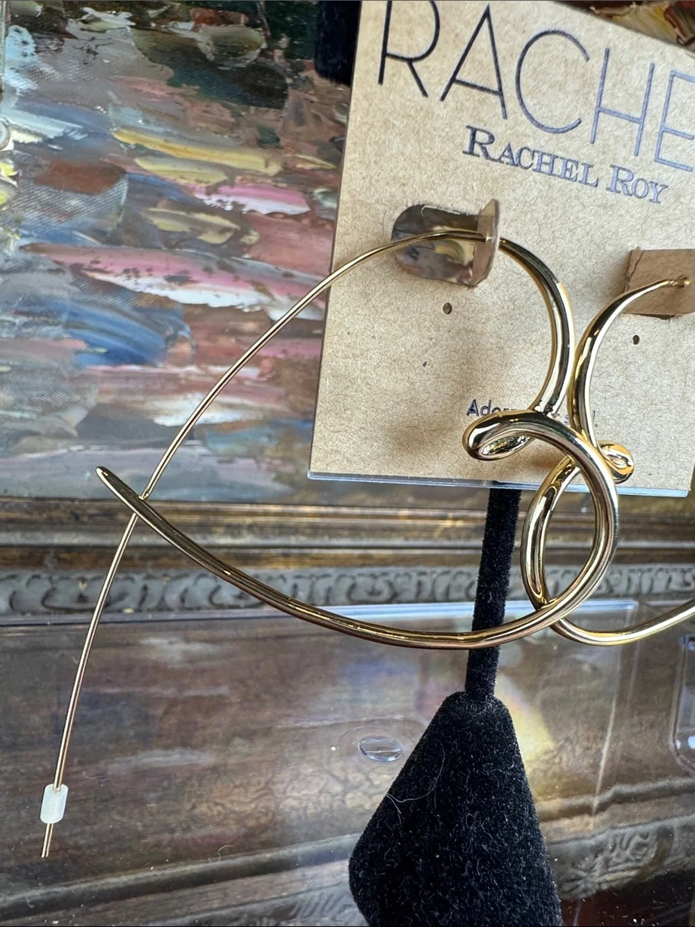 0561-Rachel‎ Heart Gold Knot Hoop Earrings